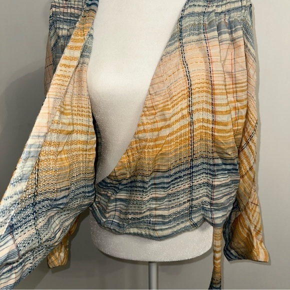 Free People We The Free Maldives Surplice Wrap Top Dolman Wrap Shirt Women’s L - Picture 10 of 12